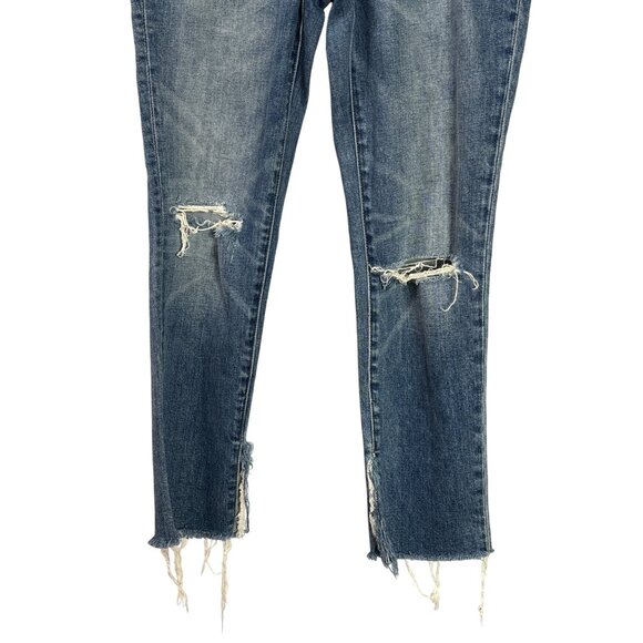 Treasure & Bond High Rise Loose Skinny Crop Jeans 26 Distressed Holes Raw Hem - Picture 2 of 5